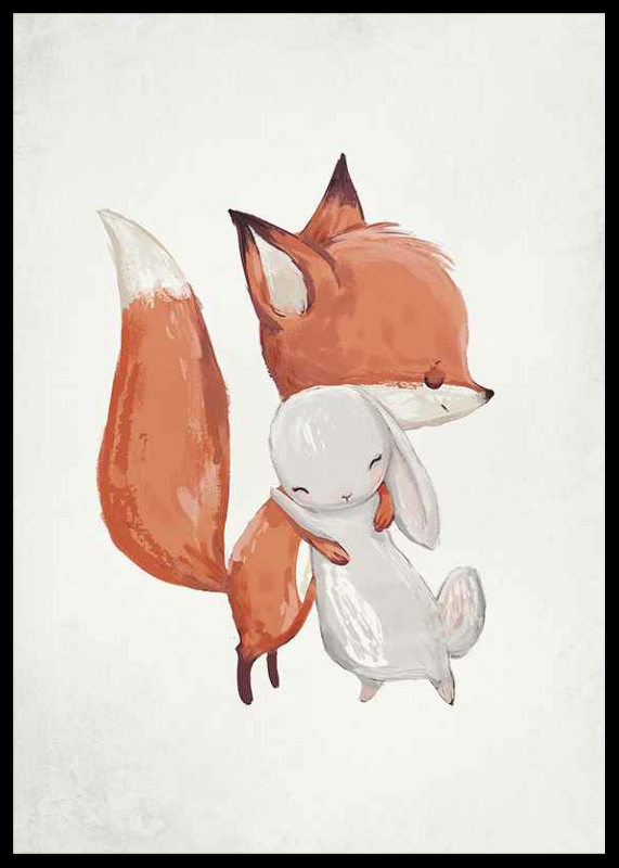 Watercolor Fox And Bunny-2