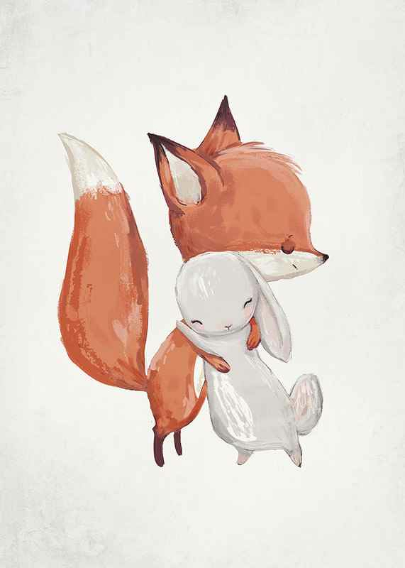 Watercolor Fox And Bunny-3