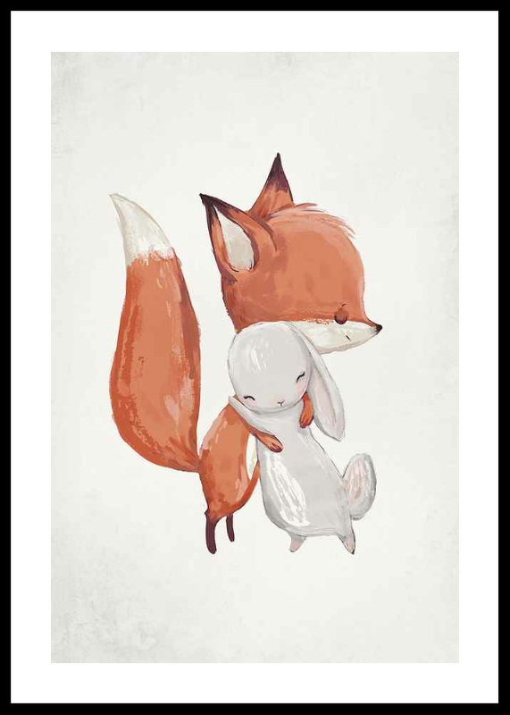 Watercolor Fox And Bunny-0