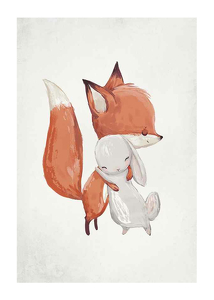 Watercolor Fox And Bunny-1