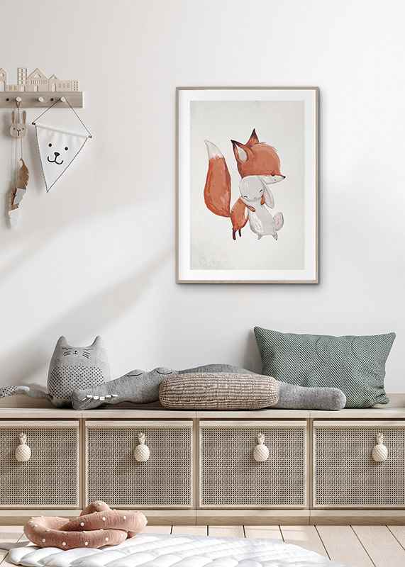 Watercolor Fox And Bunny-4