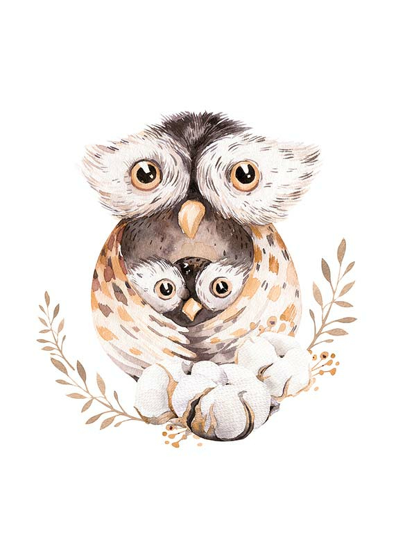 Watercolor Owl Family-1