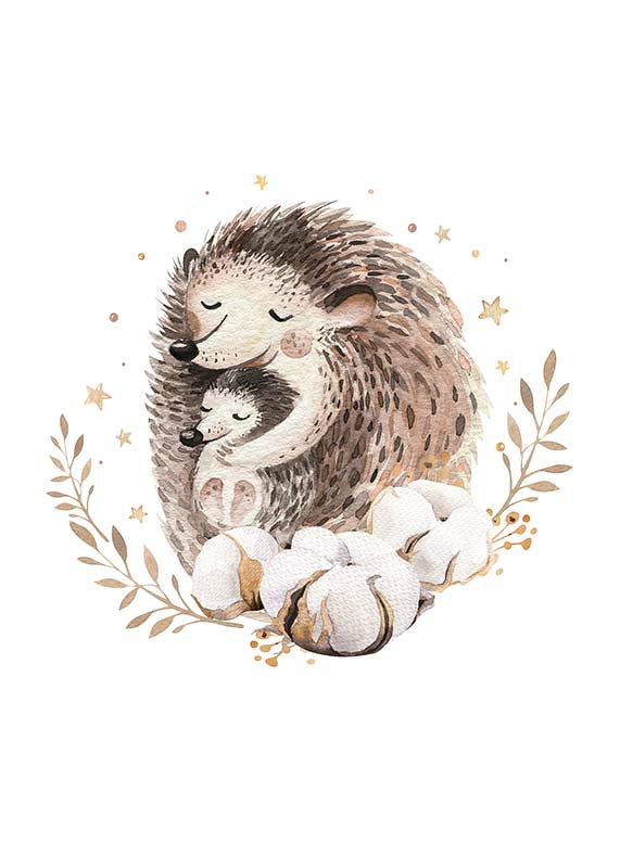 Watercolor Hedgehog Family-1