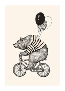 Poster Bear On Bicycle