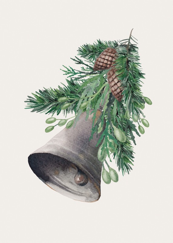 Watercolor Christmas Bell-3