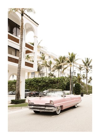 Poster Vintage Pink Car
