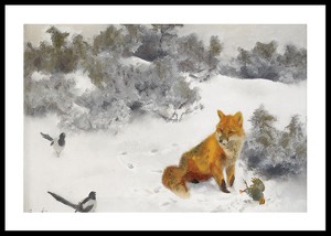 Fox in Winter Landscape By Bruno Liljefors No2-0
