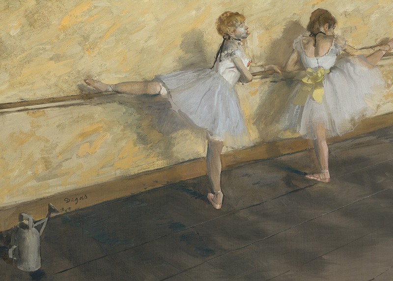 Dancers Practicing at the Barre By Edgar Degas-3