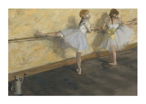 Poster Dancers Practicing at the Barre By Edgar Degas