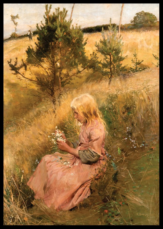 Girl Picking Flowers By Richard Bergh-2