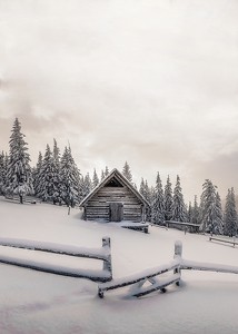 Cabin In Snow-3