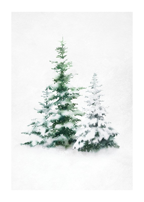 Watercolor Evergreen Trees-1