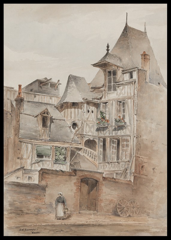 Street Scene With Medieval Houses By Arnold W. Brunner-2