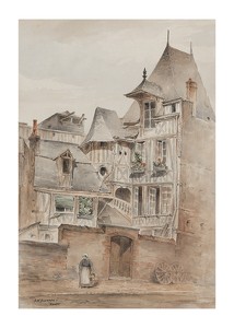 Street Scene With Medieval Houses By Arnold W. Brunner-1
