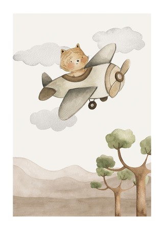 Poster Fox In Airplane