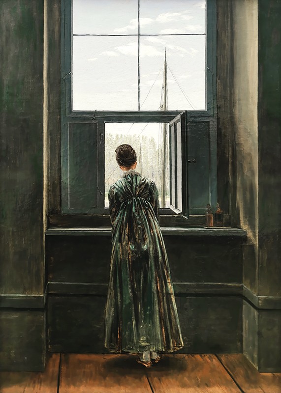 Frau Am Fenster By Caspar David Friedrich-3