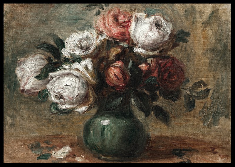Roses In A Vase By Auguste Renoir-2