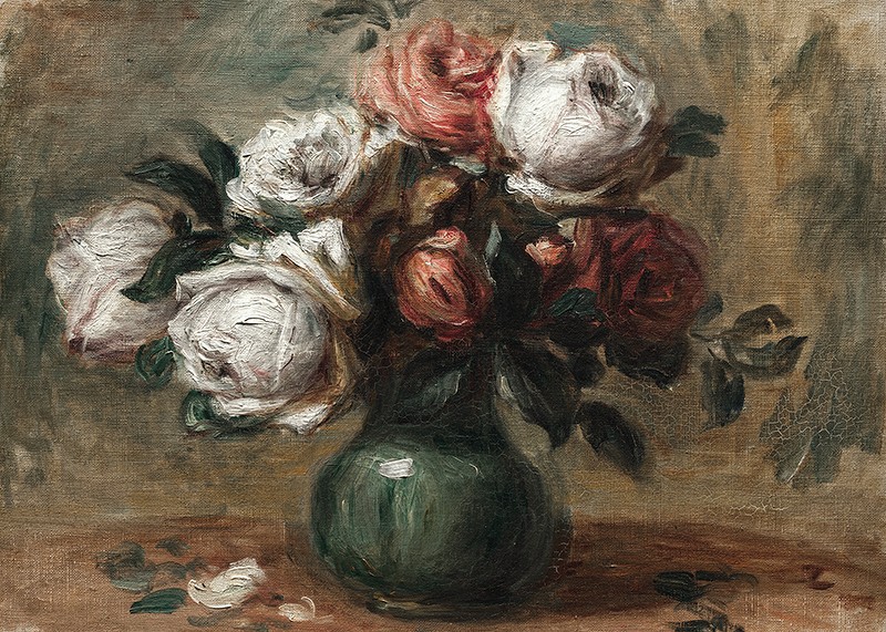 Roses In A Vase By Auguste Renoir-3
