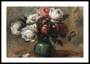 Roses In A Vase By Auguste Renoir-0