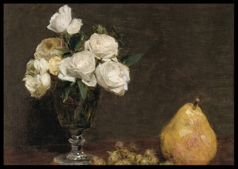 Still Life With Roses And Fruit By Henri Fantin-Latour-2