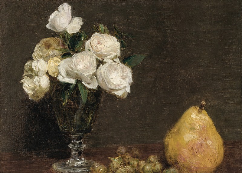 Still Life With Roses And Fruit By Henri Fantin-Latour-3