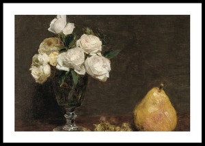 Still Life With Roses And Fruit By Henri Fantin-Latour-0