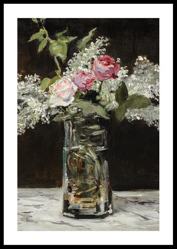 Vase Af White Lilacs And Roses By Edouard Manet-0