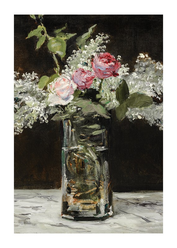 Vase Af White Lilacs And Roses By Edouard Manet-1
