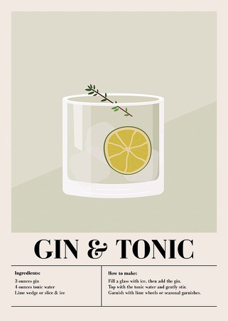 Poster Gin Tonic Cocktail