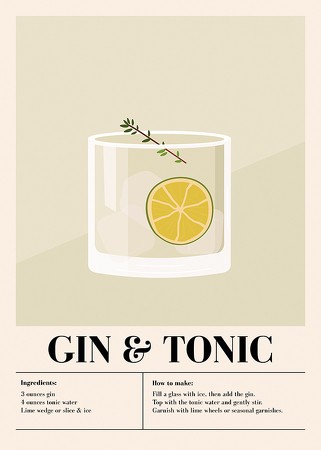 Poster Gin Tonic Cocktail