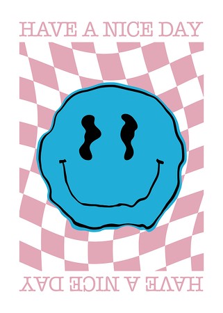Poster Smiley Blue And Pink