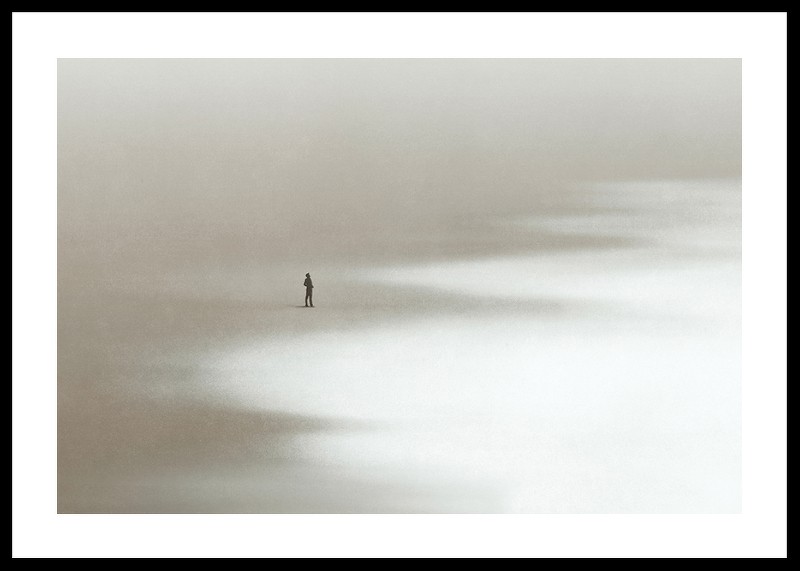 Lonely Man Walking The Beach-0