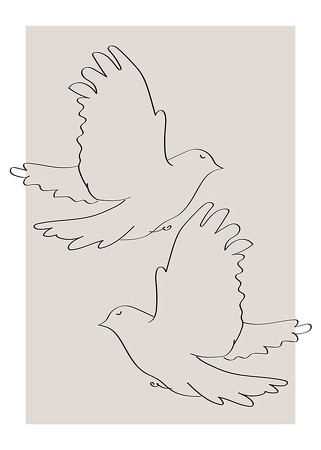 Poster Doves Line Drawing