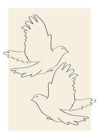 Poster Doves Line Drawing