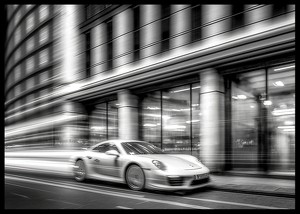 Porsche 911 In Motion B&W-2