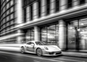Porsche 911 In Motion B&W-3
