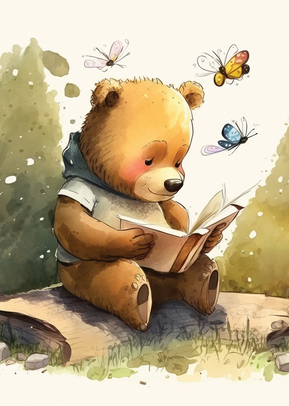 Cute Bear Reading-3