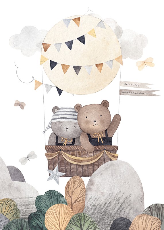 Bear Friends In Hot Air Balloon-3