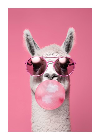 Poster Llama With Bubble Gum