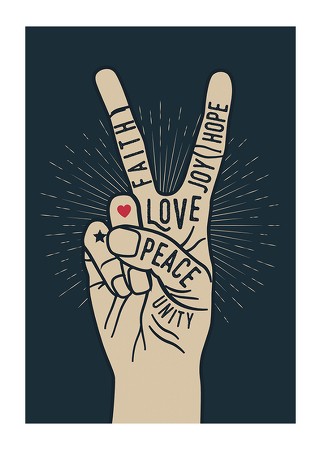 Poster Peace And Love Vintage Style