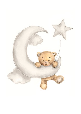 Poster Teddy Bear Climbing The Moon