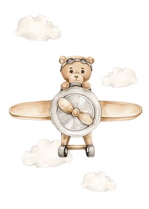 Teddy Bear In Airplane-3