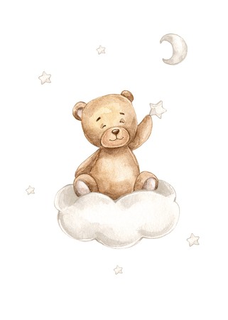Poster Teddy Bear Picking Stars