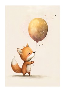 Poster Fox Holding Balloon