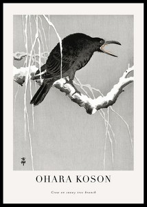 Crow On Snowy Tree Branch No1 By Ohara Koson-0