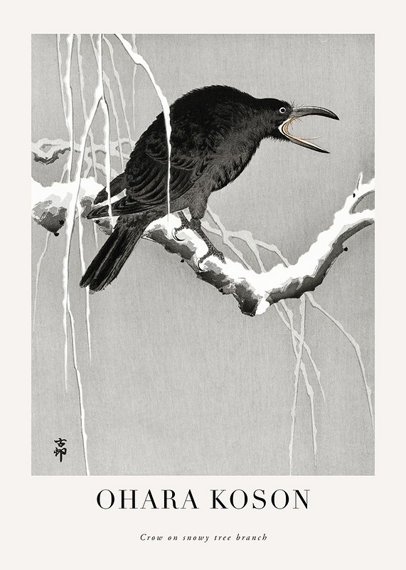 Crow On Snowy Tree Branch No1 By Ohara Koson-1
