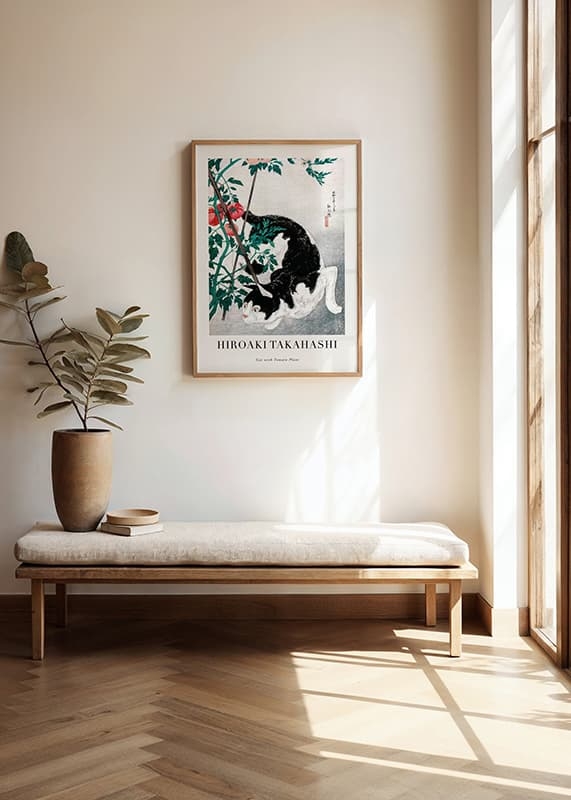 Poster Cat With Tomato Plant By Hiroaki Takahashi crossfade