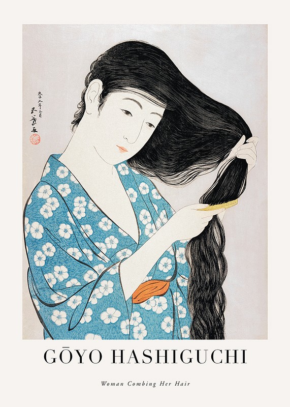 Woman Combing Her Hair By Goyō Hashiguchi-1