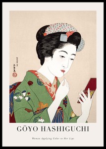 Woman Applying Color To Her Lips By Goyō Hashiguchi-0