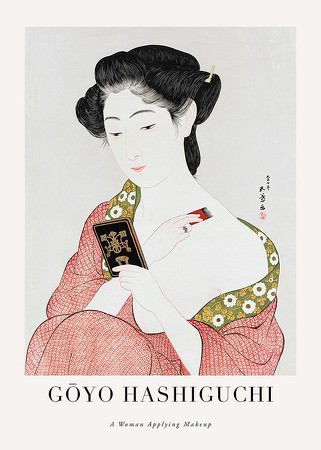 Poster A Woman Applying Makeup By Goyō Hashiguchi